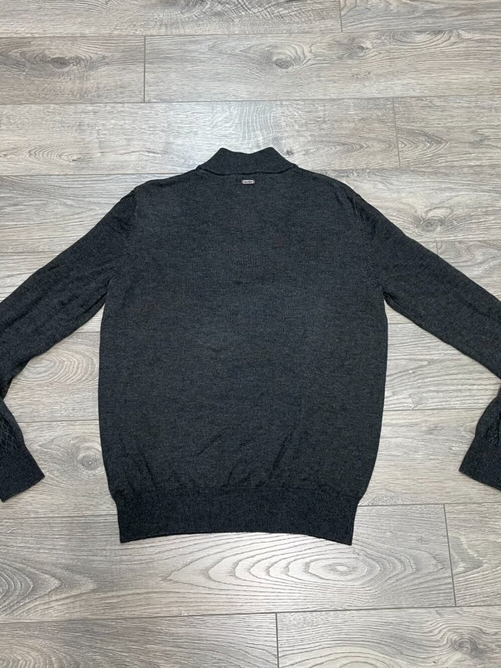 Au Noir Montreal Men's Merino Wool Blend Charcoal Grey Quarter Zip Sweater Size - Picture 2 of 9